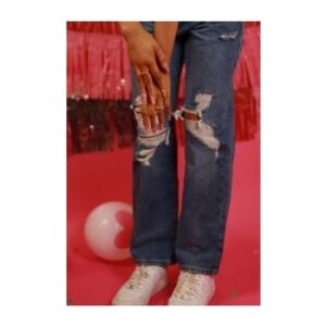 Just Black Denim JBD Throwback denim pants sz 29 high rise distressed dad jeans